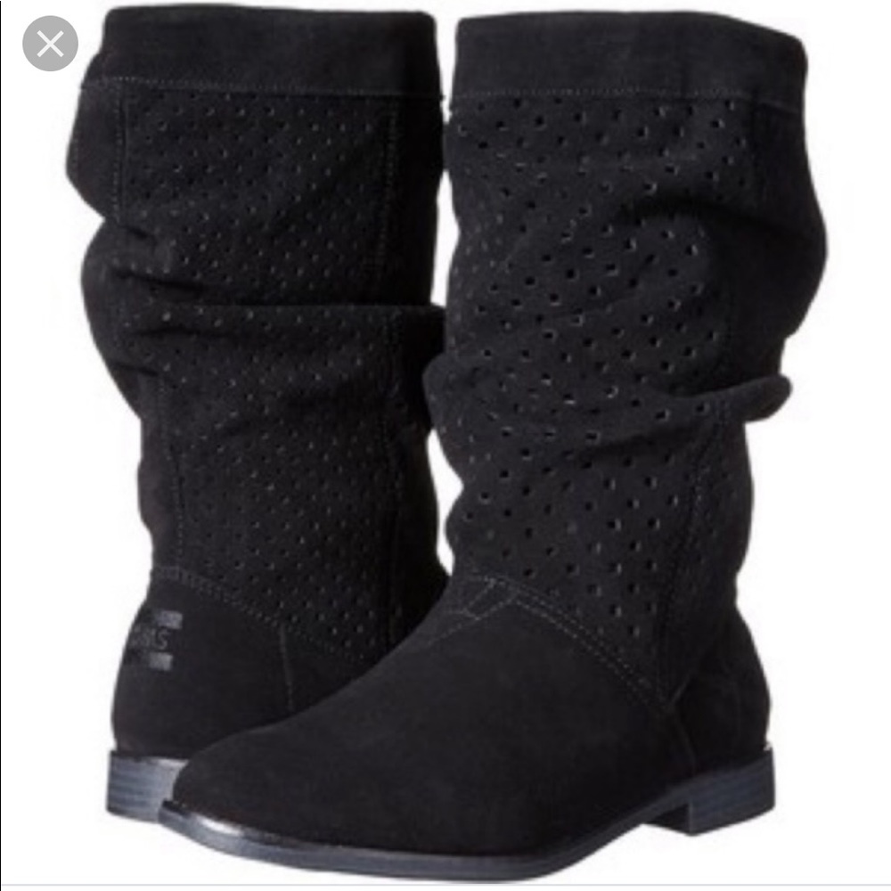 TOMS Slouchy Black Suede Serra Boots Sz 6.5